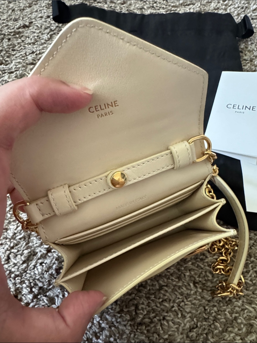New Celine Card Case Holder on Chain Leather Limited Edition - Picture 9 of 10
